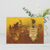 Herfst Gouden bladeren Bruiloft Kaart (Staand voorkant)