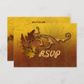 Herfst Gouden bladeren Bruiloft RSVP Kaartje (Voorkant / Achterkant)