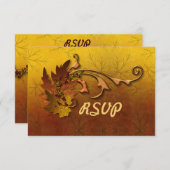 Herfst Gouden bladeren Bruiloft RSVP Kaartje (Voorkant / Achterkant)