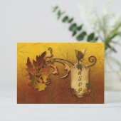 Herfst Gouden bladeren Bruiloft RSVP Kaartje (Staand voorkant)