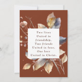 Herfst gouden bladeren op terracotta Christelijke  Save The Date (Achterkant)