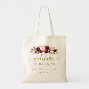 Herfst Gouden Bloemachtige Trouwbestemming Welcome Tote Bag
