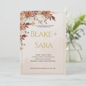  herfst gouden bloemen huwelijksuitnodiging kaart (Staand voorkant)