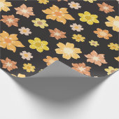 Herfst Gouden Bloemen Zwart Naadloze Verjaardag Gi Cadeaupapier (Hoek)