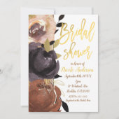 Herfst Gouden Bruiloft Feest Moderne Bloemen Kaart (Voorkant)