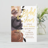 Herfst Gouden Bruiloft Feest Moderne Bloemen Kaart (Staand voorkant)
