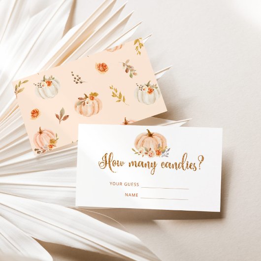 Herfst gouden folie pompoen hoeveel snoepjes informatiekaartje