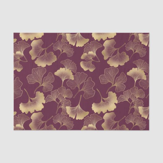 Herfst Gouden Ginkgo Blad Patroon Tissuepapier (Voorkant)