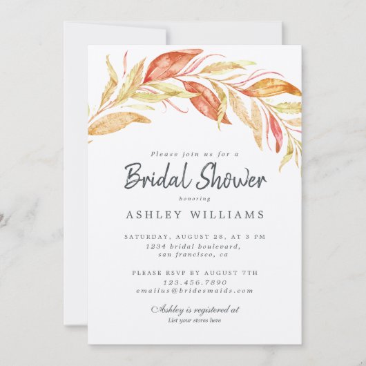 Herfst Gouden Loof Bruiloft Uitnodiging (Voorkant)