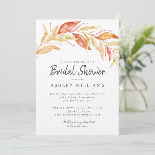 Herfst Gouden Loof Bruiloft Uitnodiging (Staand voorkant)