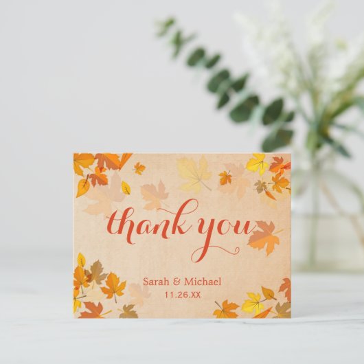 Herfst Gouden Maple Bladeren Dank U Briefkaart (Staand voorkant)