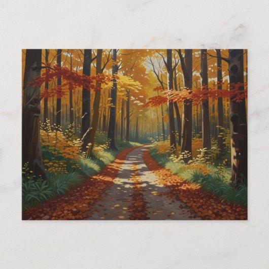 Herfst Gouden Weg Ansichtkaart Briefkaart (Voorkant)