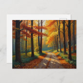 Herfst Gouden Weg Ansichtkaart Briefkaart (Voorkant / Achterkant)