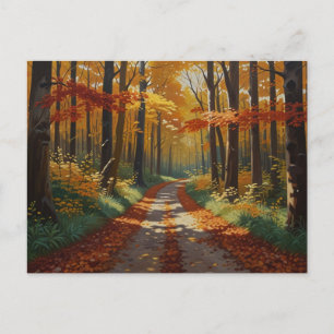 Herfst Gouden Weg Ansichtkaart Briefkaart