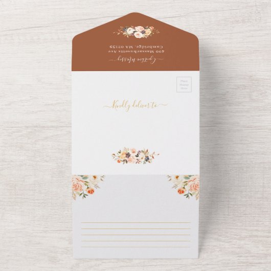 Herfst goudflens Geometrisch Vrijgezellenfeest Rec All In One Uitnodiging (Buitenkant)