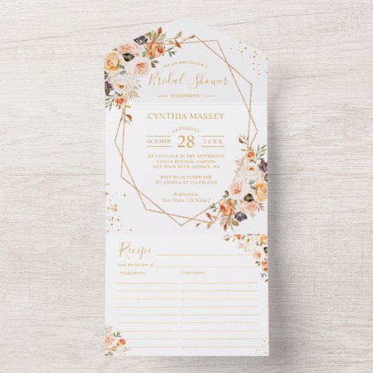 Herfst goudflens Geometrisch Vrijgezellenfeest Rec All In One Uitnodiging (Binnen)