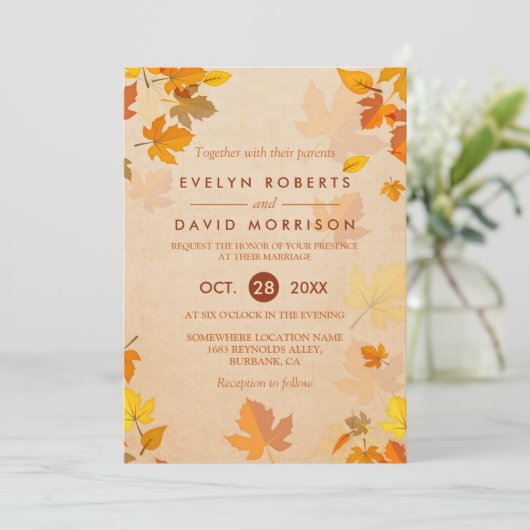  herfst goudhonk laat de officiële bruiloft over kaart (Staand voorkant)