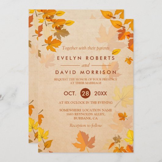  herfst goudhonk laat de officiële bruiloft over kaart (Voorkant / Achterkant)