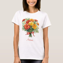 Herfst goudsbloem boeket rood lint T-shirt
