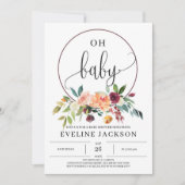 Herfst goudsbloem rode krans baby shower uit te no kaart (Voorkant)