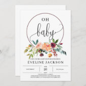 Herfst goudsbloem rode krans baby shower uit te no kaart (Voorkant / Achterkant)