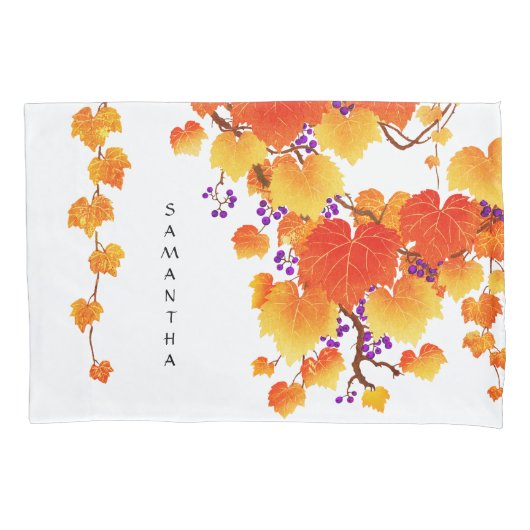 Herfst Grafiek Vine Autumn Oranje gouden bladeren Kussensloop (Voorkant)