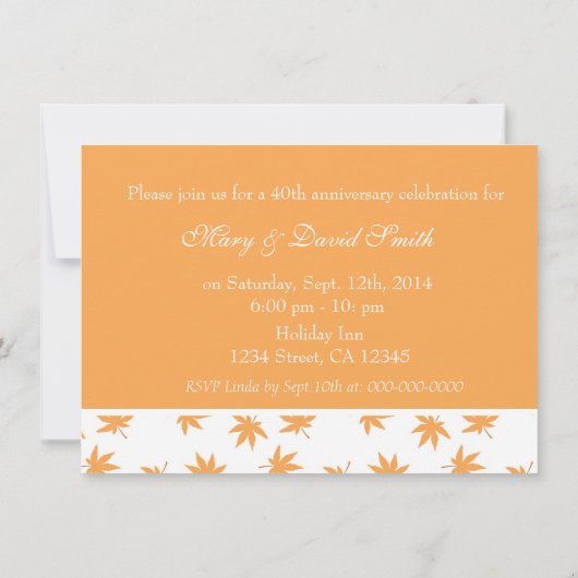 Herfst grafisch gele bladeren huwelijksjubileum kaart (Achterkant)