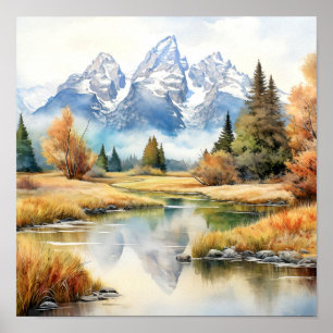 Herfst Grand Teton National Park Schilderij Print