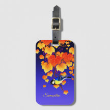 Herfst Grape Vine Great Tit Bird Leaves Blue