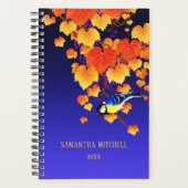 Herfst Grape Vine Great Tit Bird Leaves Blue Planner (Voorkant)