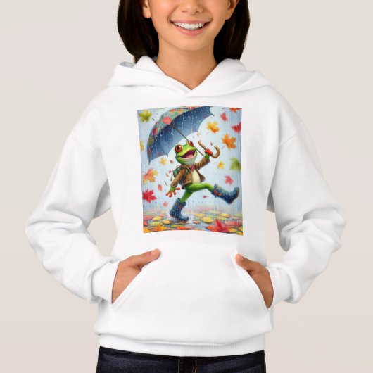 Herfst Grappig T-shirt Kikker in de regen (Voorkant)