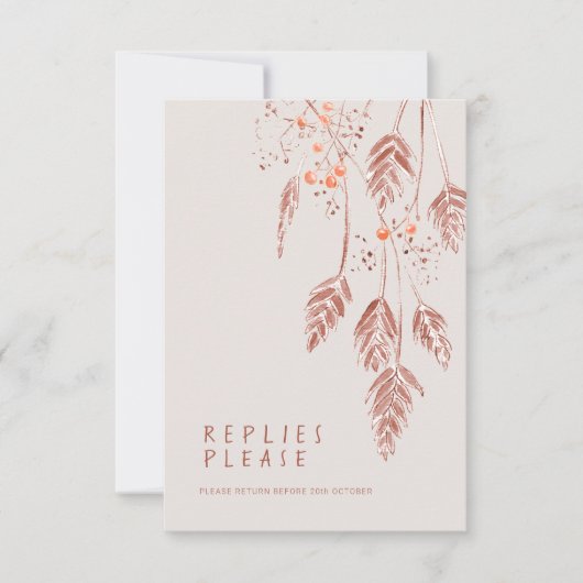 Herfst grasbessen bruiloft bruin antwoord RSVP (Voorkant)