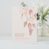 Herfst grasbessen bruiloft bruin antwoord RSVP (Staand voorkant)