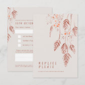 Herfst grasbessen bruiloft bruin antwoord RSVP (Voorkant / Achterkant)