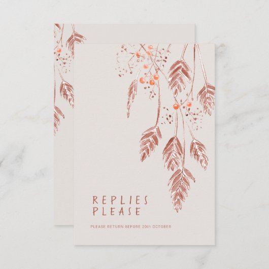 Herfst grasbessen bruiloft bruin antwoord RSVP (Voorkant / Achterkant)