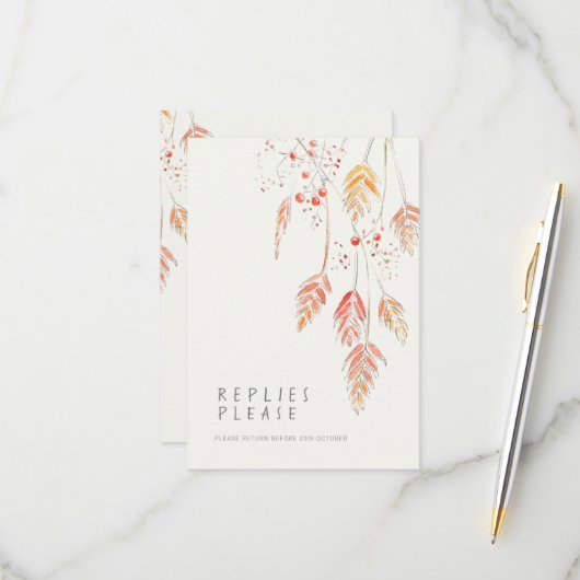 Herfst grasbessen trouwantwoord RSVP (Voorkant / Achterkant in situ)