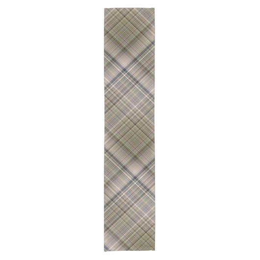 Herfst Grass Brown en Olive Green Plaid Korte Tafelloper (Voorkant)