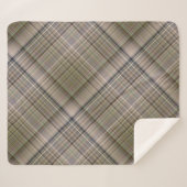 Herfst Grass Brown en Olive Green Plaid Sherpa Deken (Voorkant (horizontaal))