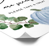 Herfst Greenery Blue Pumpkin baby's zijn een mooie Poster (Hoek)