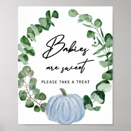 Herfst Greenery Blue Pumpkin baby's zijn een mooie Poster