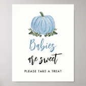 Herfst Greenery Blue Pumpkin baby's zijn een mooie Poster (Voorkant)