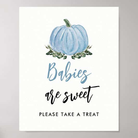 Herfst Greenery Blue Pumpkin baby's zijn een mooie Poster (Voorkant)
