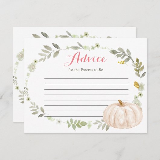 Herfst Greenery Floral Pumpkin Informatiekaartje (Voorkant / Achterkant)