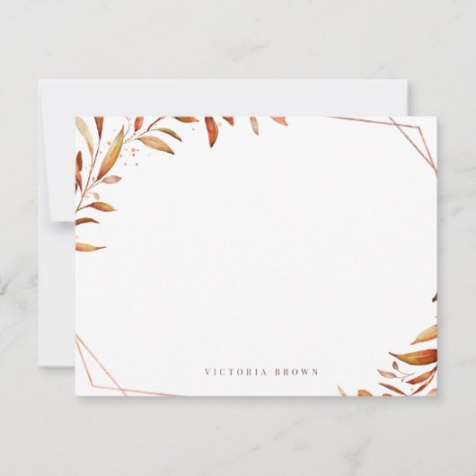 Herfst Greenery Geometric Personalized Stationery Notitiekaartje (Voorkant)