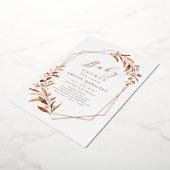 Herfst Greenery Geometric Rustic Baby shower Folie Uitnodiging (Gedraaid)
