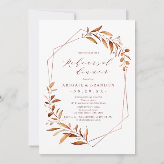 Herfst Greenery Geometric Rustic Kaart (Voorkant)