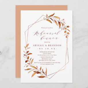 Herfst Greenery Geometric Rustic Rehearsal Dinner Kaart