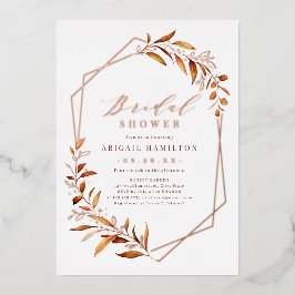 Herfst Greenery Geometric Rustic Vrijgezellenfeest Folie Uitnodiging