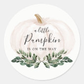 Herfst Greenery Little Pumpkin is op weg naar een Ronde Sticker (Voorkant)