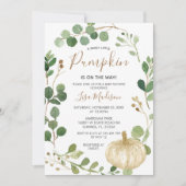 Herfst Greenery Pumpkin op weg naar Baby shower  Kaart (Voorkant)